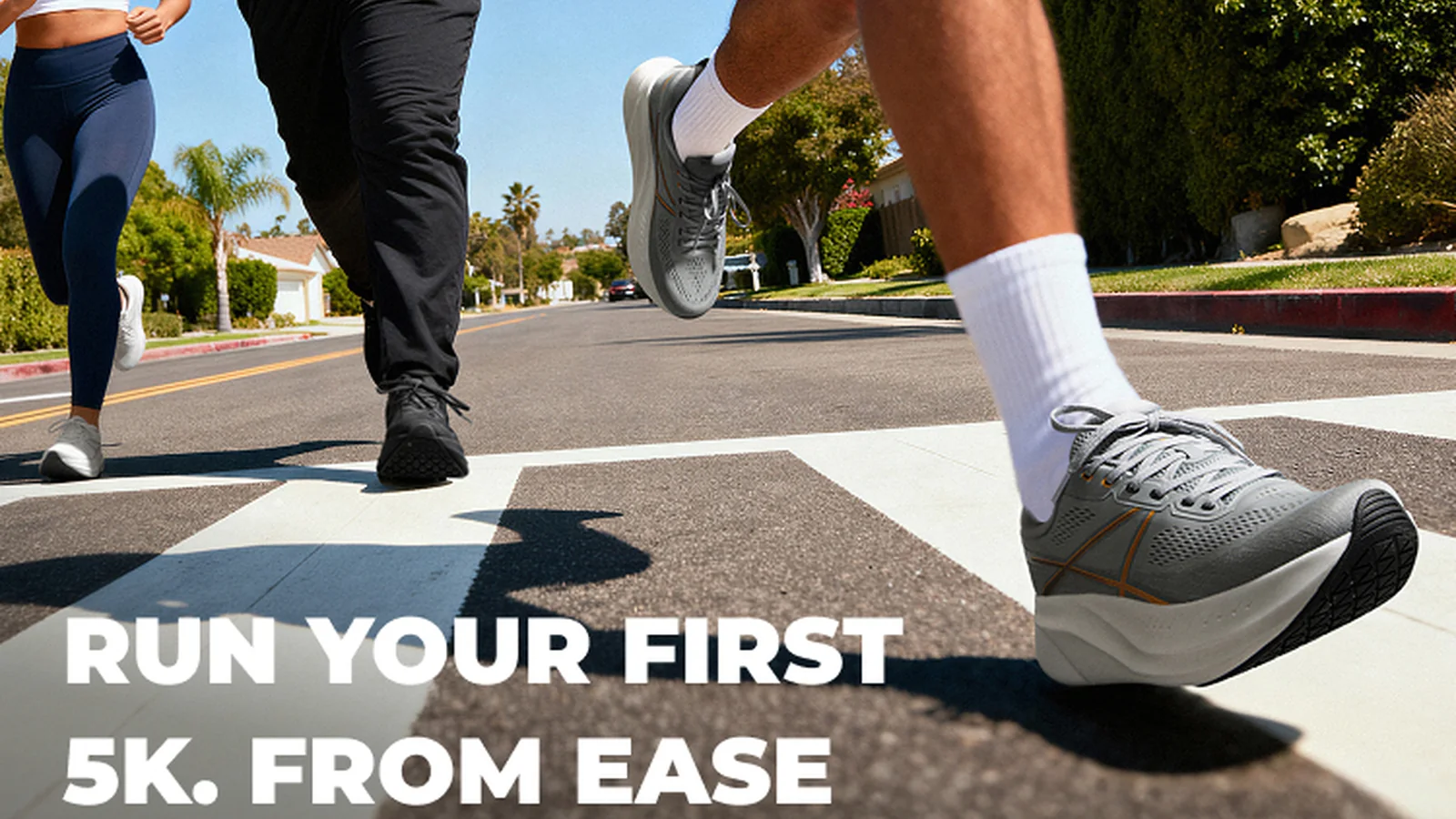 Runners wearing ALLSWIFIT shoes during a neighborhood 5K