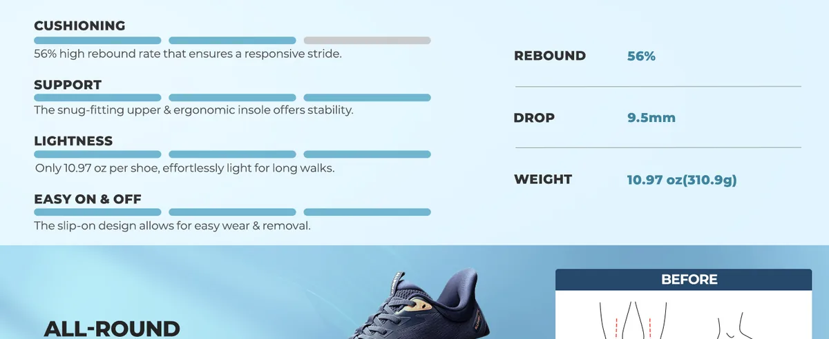 Men's Slip On Stability Walking Running Shoes
